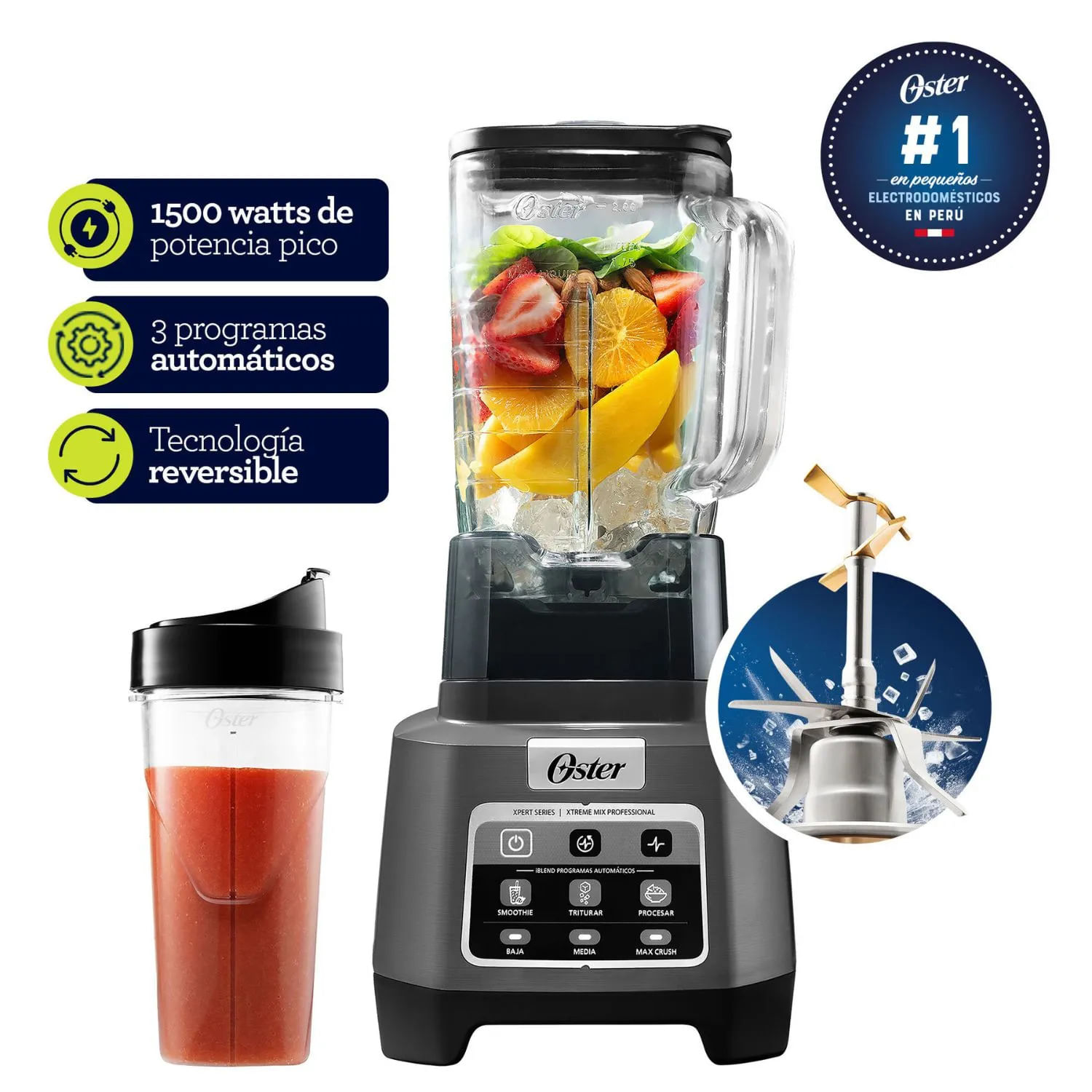 Licuadora Xtreme Mix 2l  Programas Automáticos Y Blender Blstxpgbgw