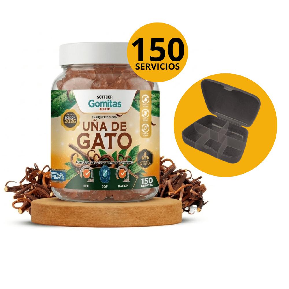 Sottcor Gomitas de Uña de Gato - Soporte Articular y Movimiento con pastillero regalo