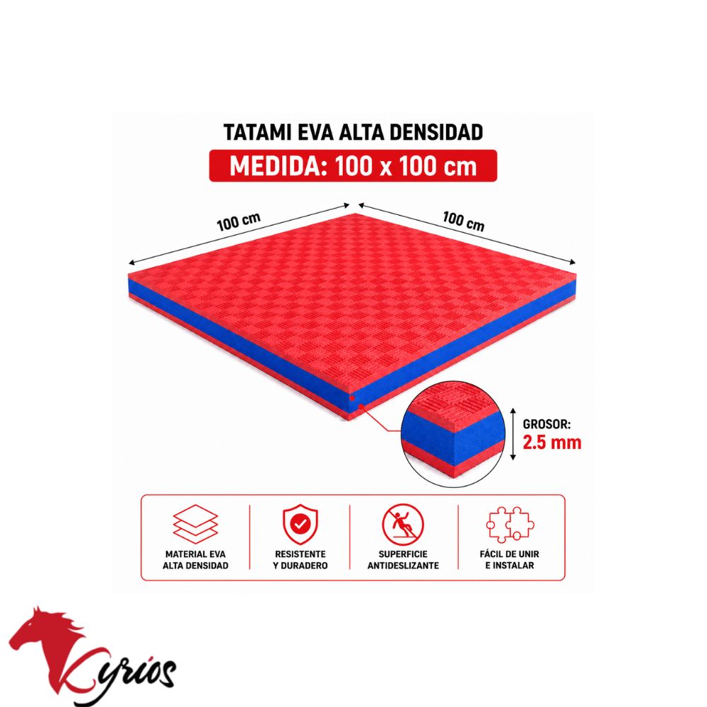 PACK DE 5 PISOS TATAMI DE 1 X 1 COLOR AZUL CON ROJO