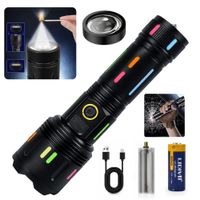 Linterna Táctica Militar LD-L1514A 30W Recargable USB-C con Power Bank y Encendedor