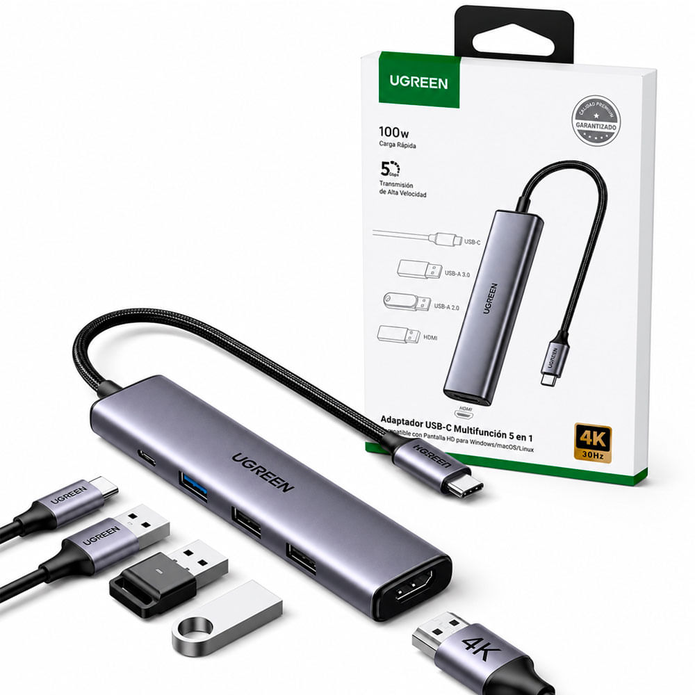UGREEN CM478 Hub USB-C 5 en 1 HDMI 4K 30Hz USB 3.0 100W