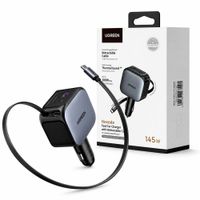 UGREEN EC604 Cargador de Auto 145W Nexode USB-C Retráctil