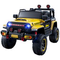 Carro Eléctrico coche 4X4 Amarillo Estilo Jeep Wrangler Rubicon 12V Doble Motor 380 con control
