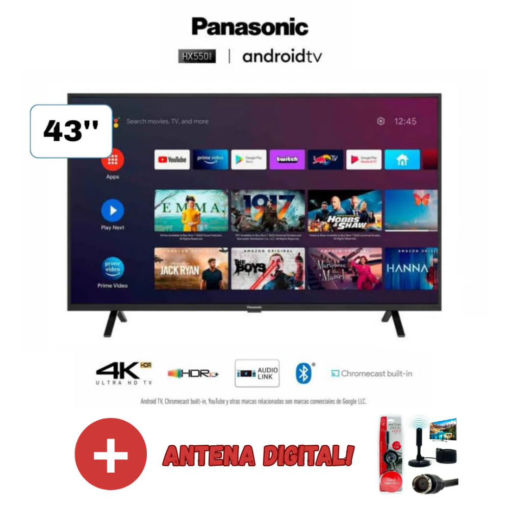 TELEVISOR PANASONIC 43 TC-43HX550P LCD 4K UHD SMART TV MAS Antena Digital