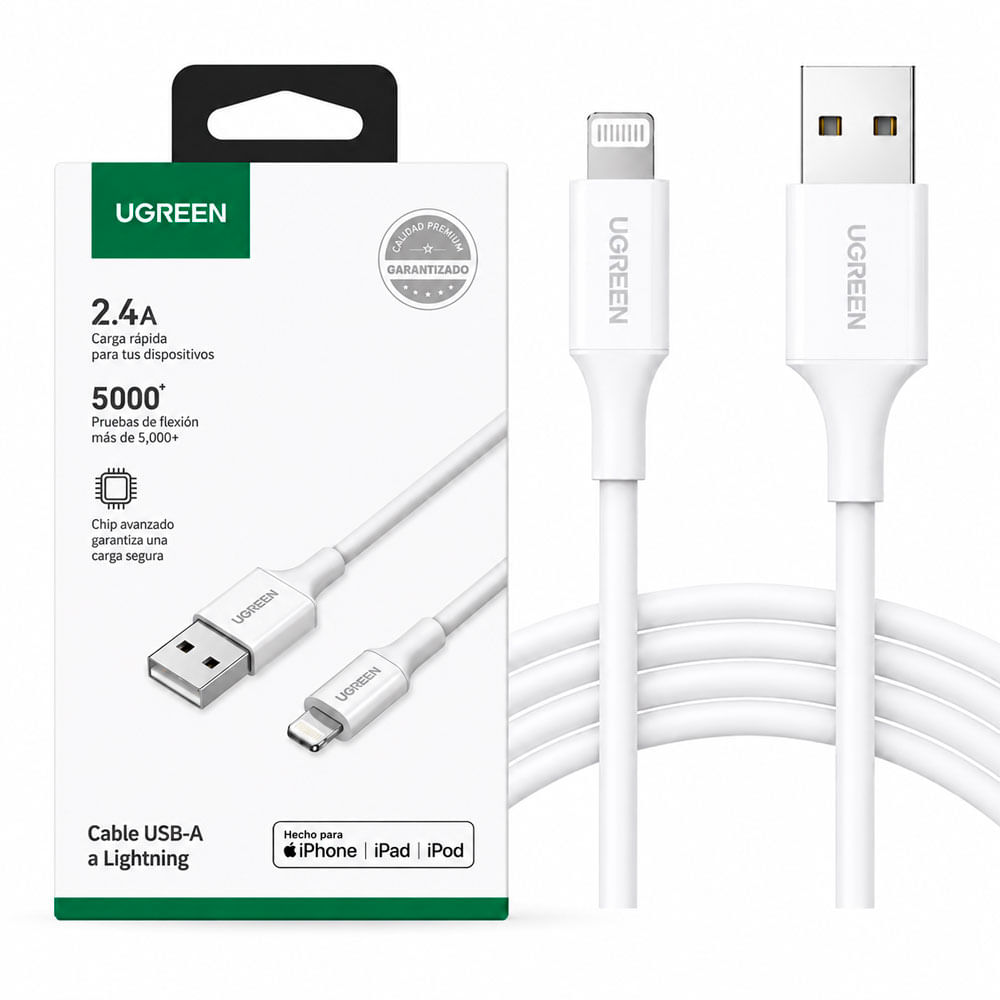 UGREEN US155 Cable USB-A a Lightning 1m Carga Rápida 2.4A