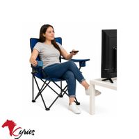 Silla de Camping Plegable con Posavasos Azul