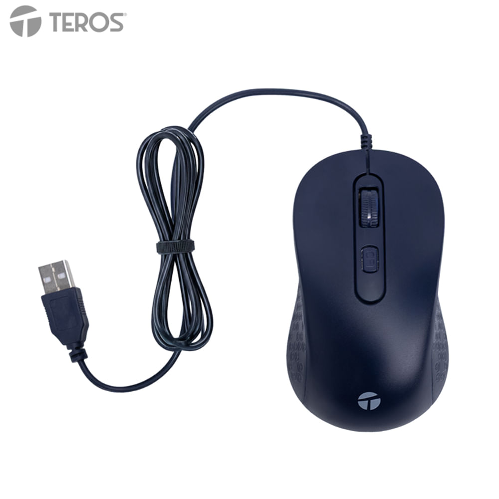 Mouse Óptico TEROS TE-1243S 2000 DPI USB 4 Botones Azul