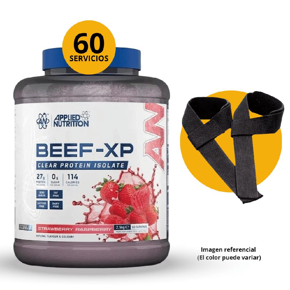 BEEF-XP 1.8KG BEEF PROTEIN SABOR STRAWBERRY ' RASPBERRY CON STRAPS
