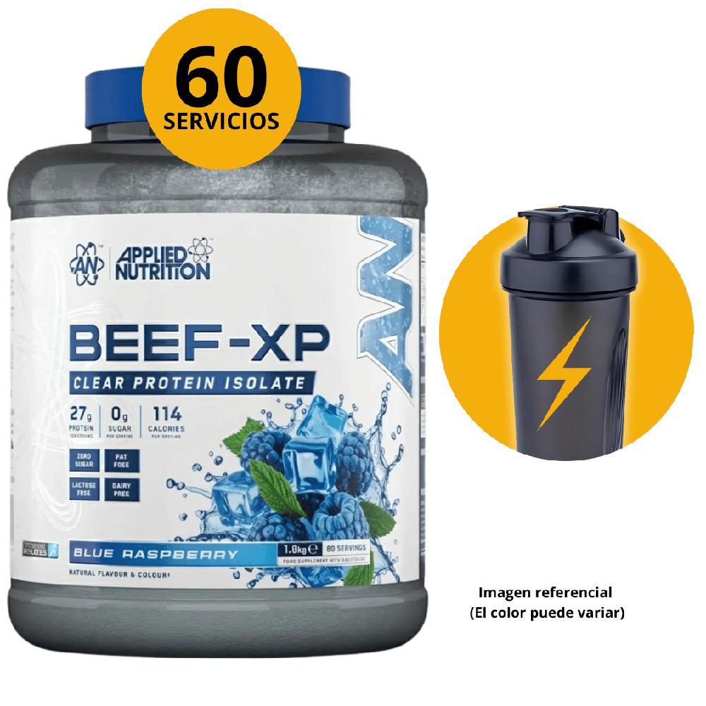 BEEF-XP 1.8KG BEEF PROTEIN SABOR FRAMBUESA AZUL CON SHAKER
