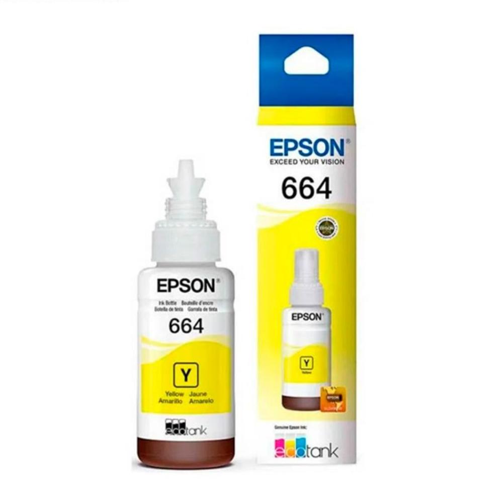 Botella de Tinta Epson T664 Amarillo 70ml para EcoTank L110/L200/L355/L555 y más