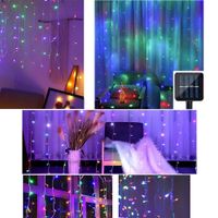 Cascada de Luces Led con Panel Solar Cortina 3mts x 3mts Multicolor