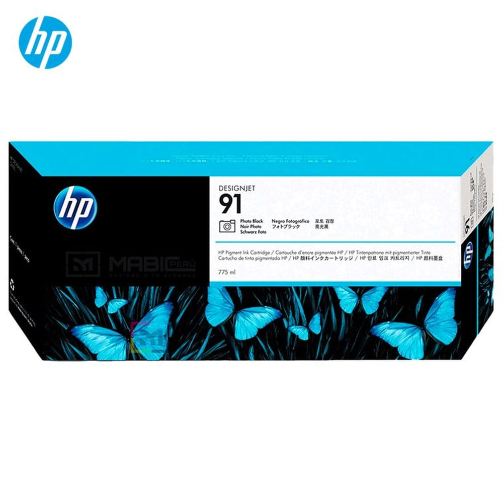 Cartucho de Tinta HP 91 Negro Fotográfico C9465A Designjet Z6100 Original - 775ml