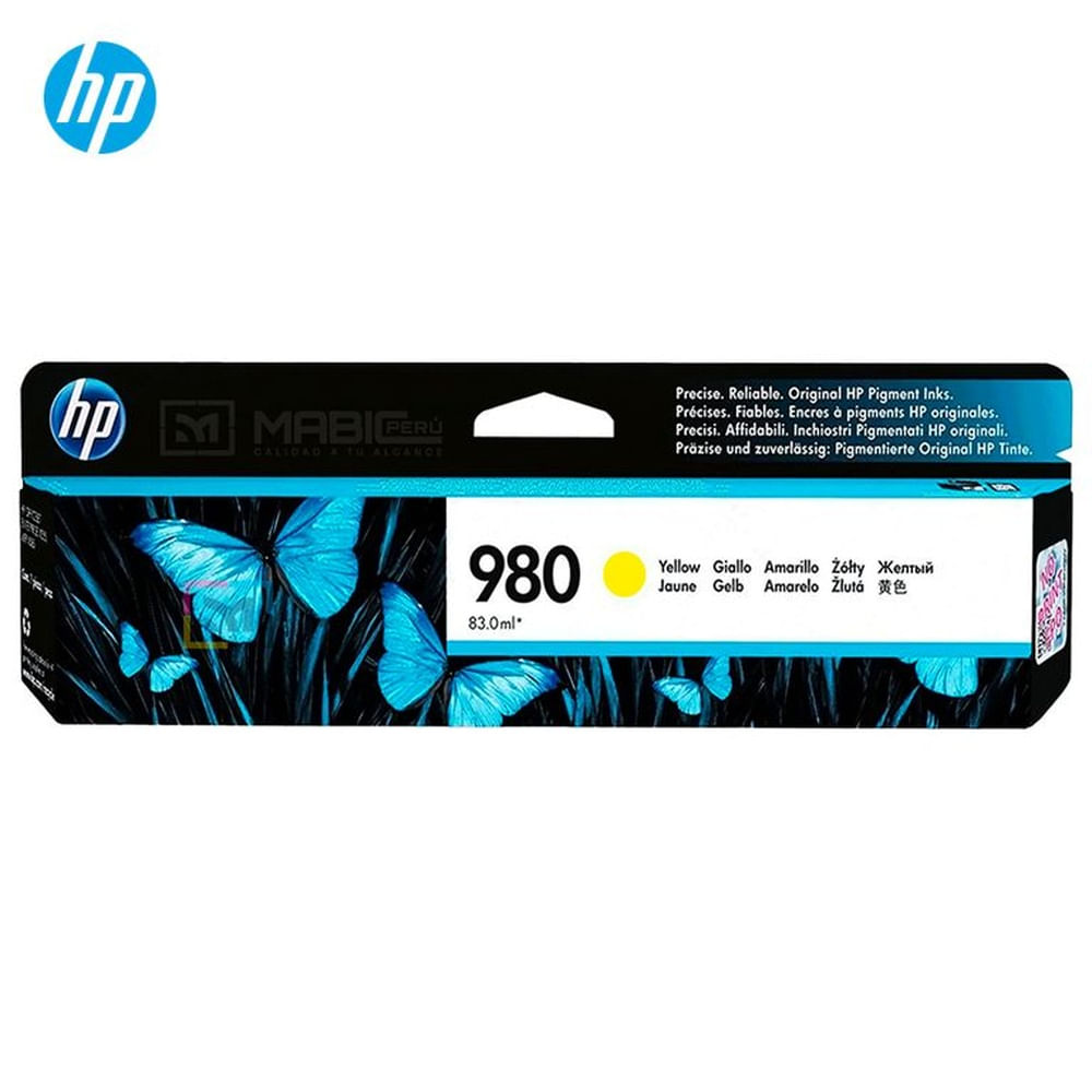 Cartucho de Tinta HP 980 Amarillo D8J09A OfficeJet X555, X585 Original