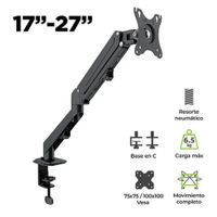 Rack Soporte de Escritorio Articulado Para Monitor Hidraulico - Klip Xtreme - 17 a 32 Pulgadas