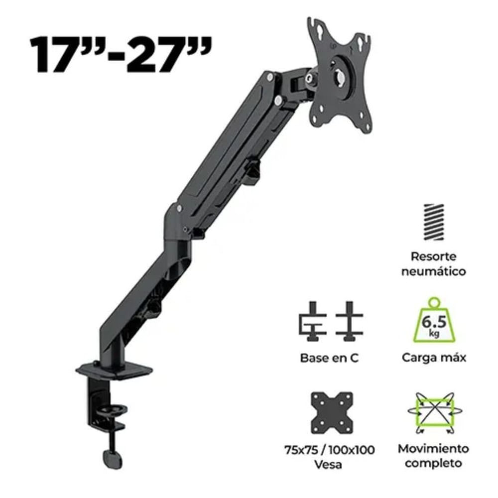 Rack Soporte de Escritorio Articulado Para Monitor Hidraulico - Klip Xtreme - 17 a 32 Pulgadas