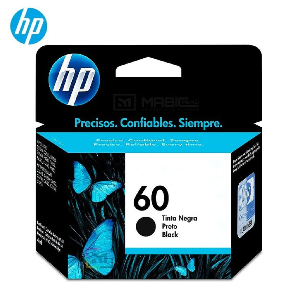 Cartucho de Tinta HP 60 Negro CC640WL OfficeJet J4580, J4648 Original