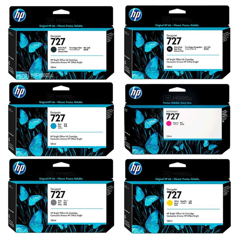 Kit Tinta HP 727 DesignJet T2500, T930 Original  - 130ml