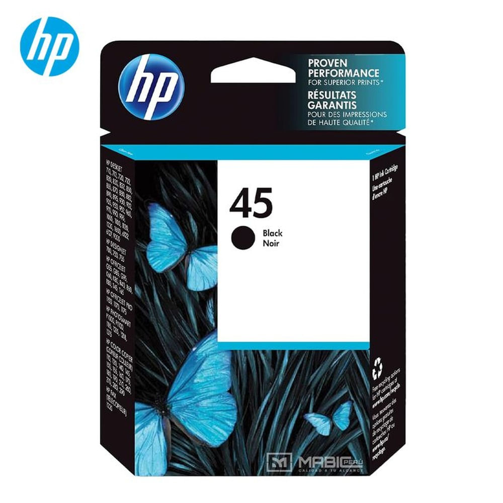 Cartucho de Tinta HP 45 Negro 51645AL Designjet 700, 750, 755 Original