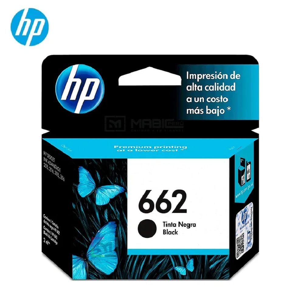 Cartucho de Tinta HP 662 Negro CZ103AL Deskjet 2515, 3515 Original