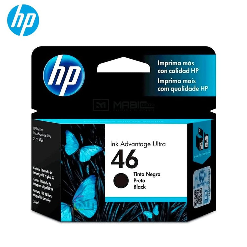 Cartucho de Tinta HP 46 Negro CZ637AL DeskJet 2529, 4729, 5739 Original