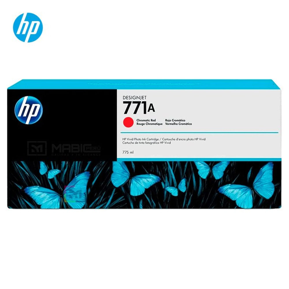 Cartucho de Tinta HP 771A Rojo Cromático B6Y16A Designjet Z6810, Z6200 Original - 775ml