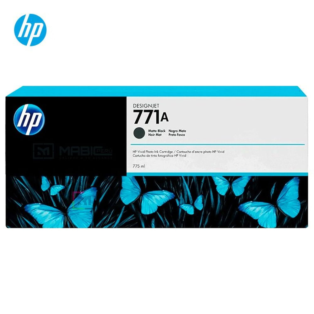 Cartucho de Tinta HP 771A Negro Mate B6Y15A Designjet Z6810, Z6200 Original - 775ml