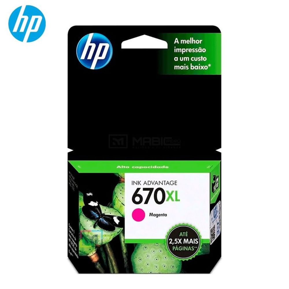 Cartucho de Tinta HP 670XL Magenta CZ119AL Deskjet 3525, 4615, 4625, 5525 Original