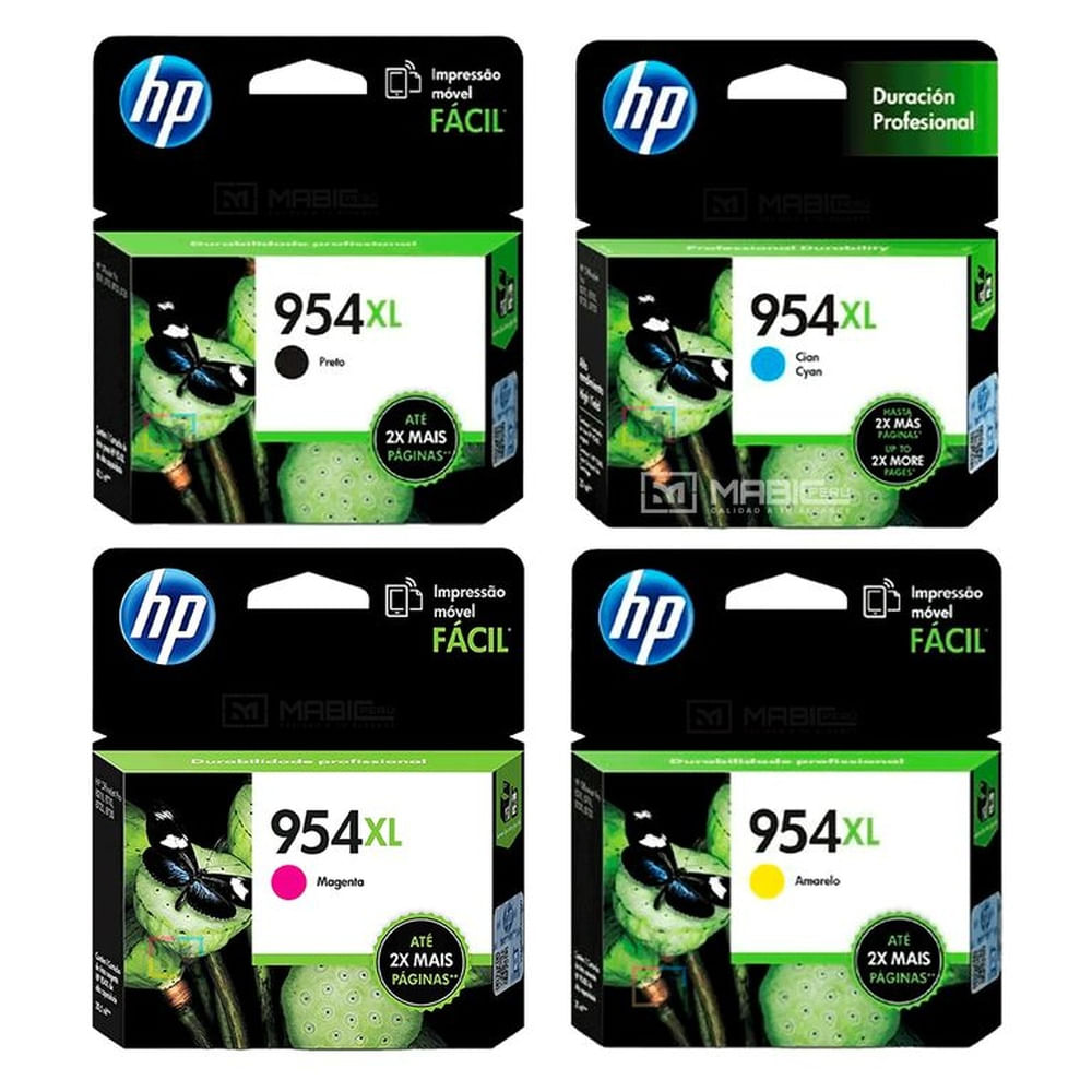 Kit Tinta HP 954XL Negro Cian Magenta Amarillo OfficeJet 7740, 8210, 8730 Original