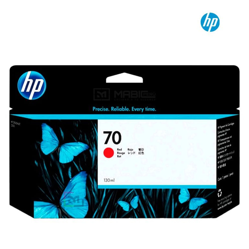 Cartucho de Tinta HP 70 Rojo C9456A - 130 ml DesignJet Z2100 Original - 130ml