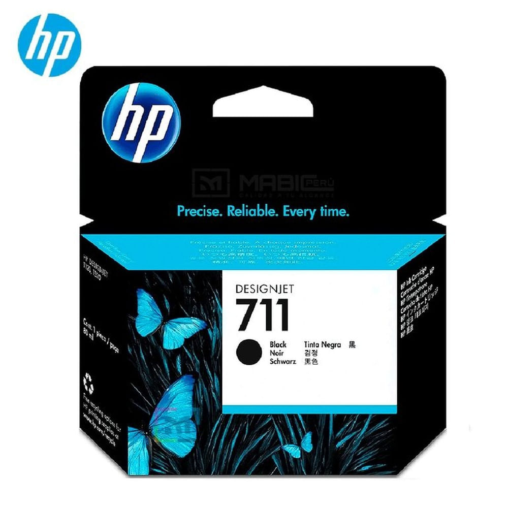 Cartucho de Tinta HP 711 Negro CZ133A DesignJet T120, T520, T530 Original - 80ml