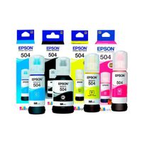 Kit 4 Tinta Epson T504 EcoTank L14150, L6270, L4370, L6370 Original - 127ml - 70ml