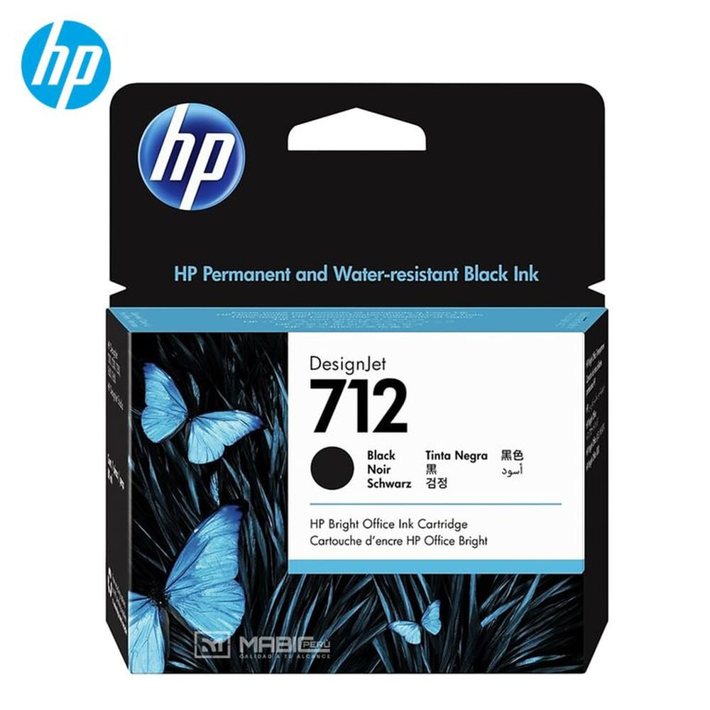 Cartucho de Tinta HP 712 Negro 3ED71A DesignJet T210, T250, T650 Original - 80ml