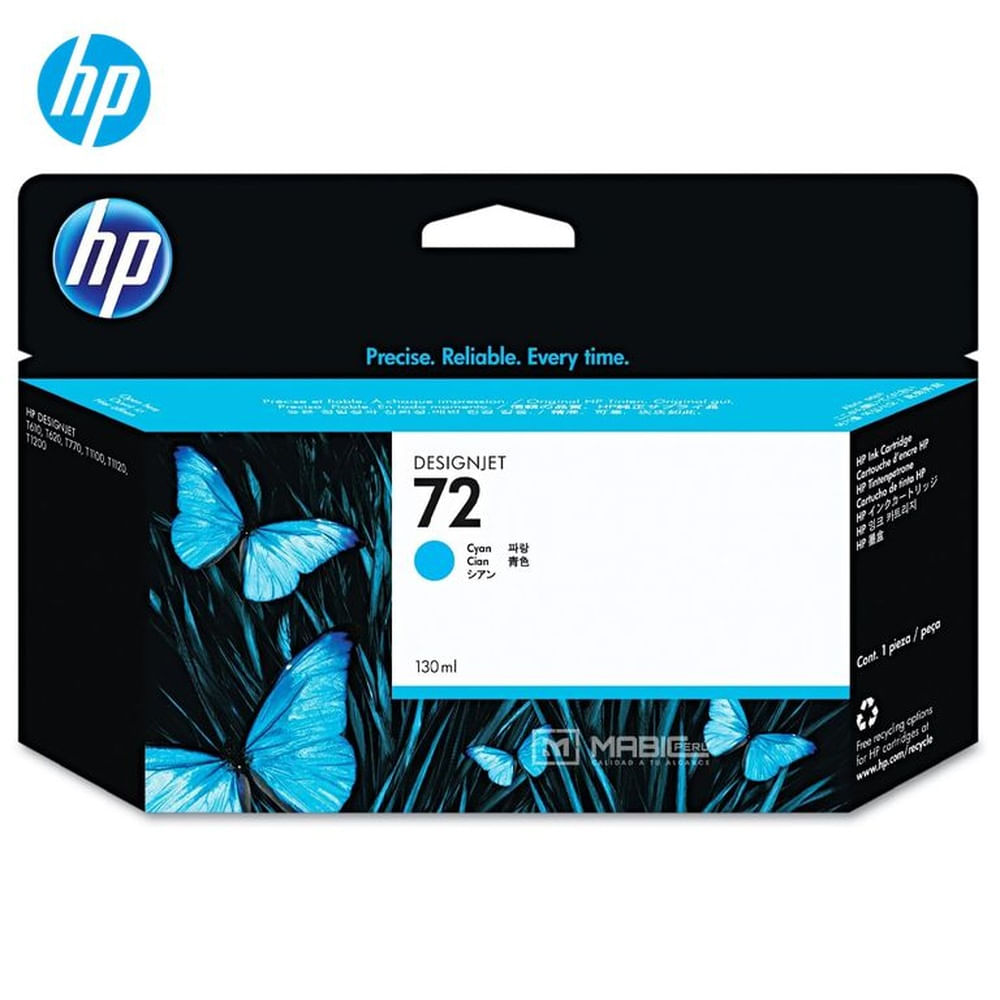 Cartucho de Tinta HP 72 Cian C9371A DesignJet T610, T1100 Original - 130ml