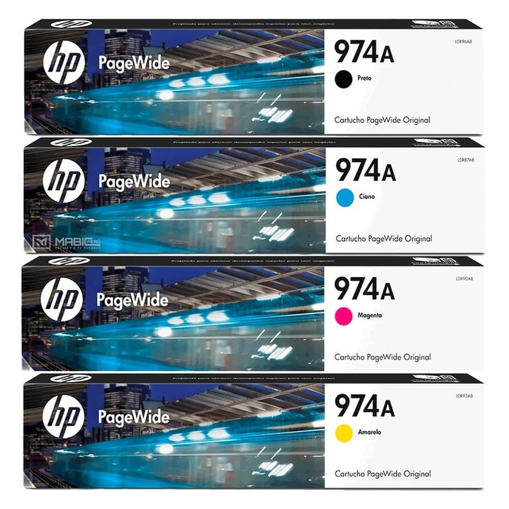 Kit 4 Tinta Epson T974 Workforce WF-C860, WF-C869 Original - 1520ml - 735ml