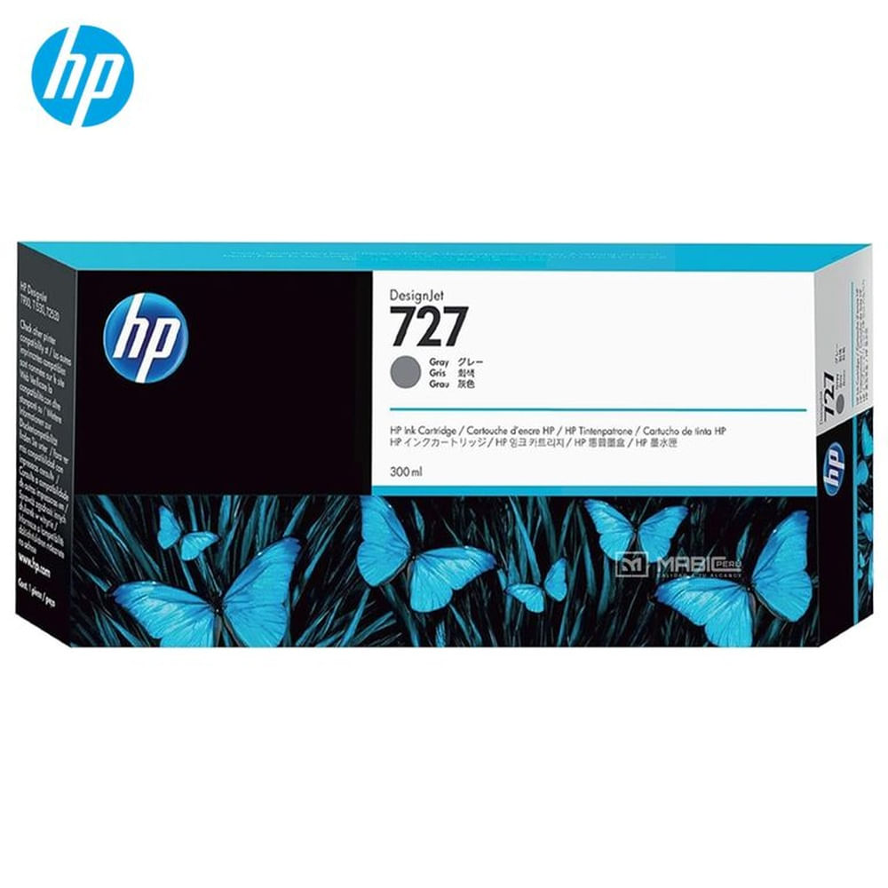 Cartucho de Tinta HP 727 Gris F9J80A DesignJet T2500, T930 Original - 300ml