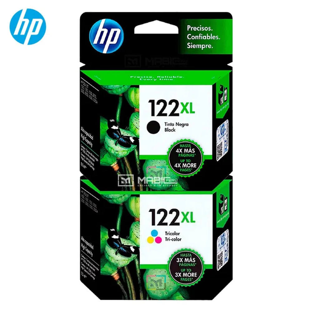 Pack Tinta HP 122XL Negro Tricolor Deskjet 1050, 2050, 3050 Original