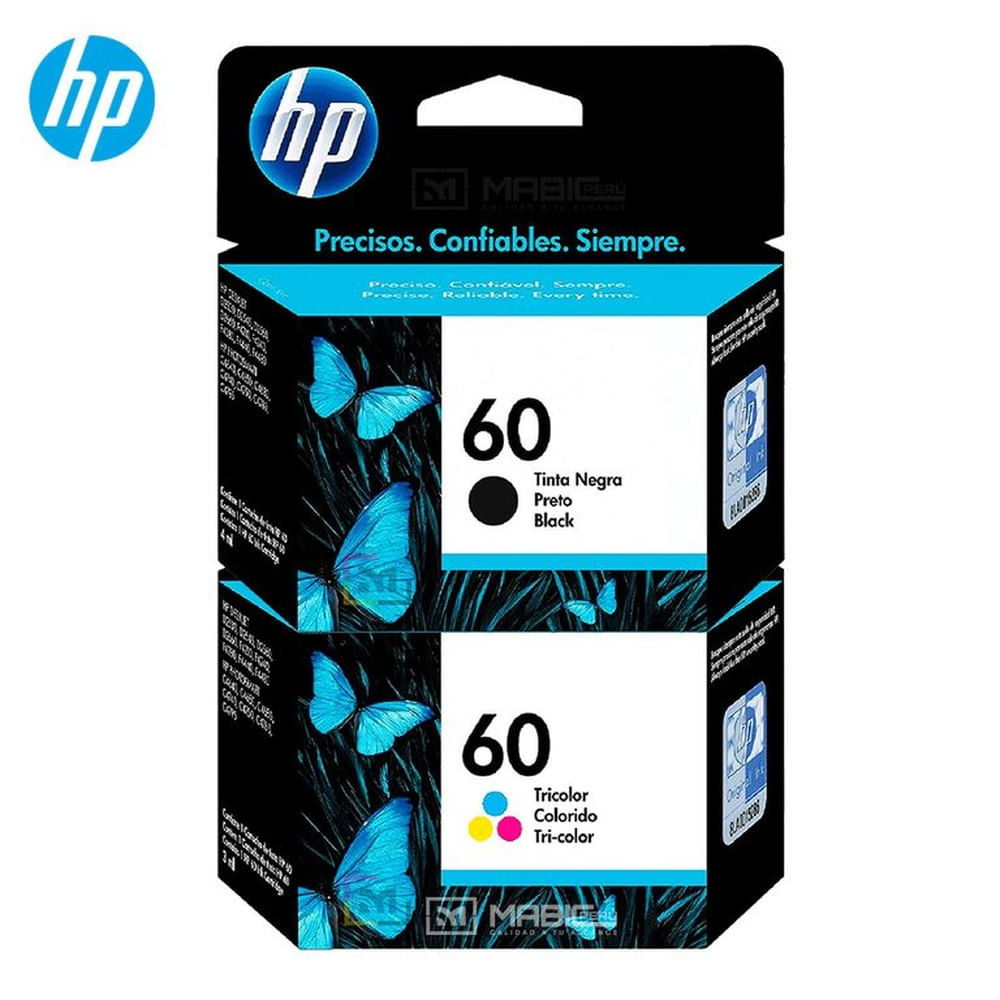 Pack Tinta HP 60 Negro Tricolor OfficeJet J4580, J4648 Original