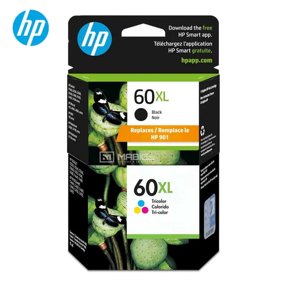 Pack Tinta HP 60XL Negro Tricolor OfficeJet J4580, J4648 Original
