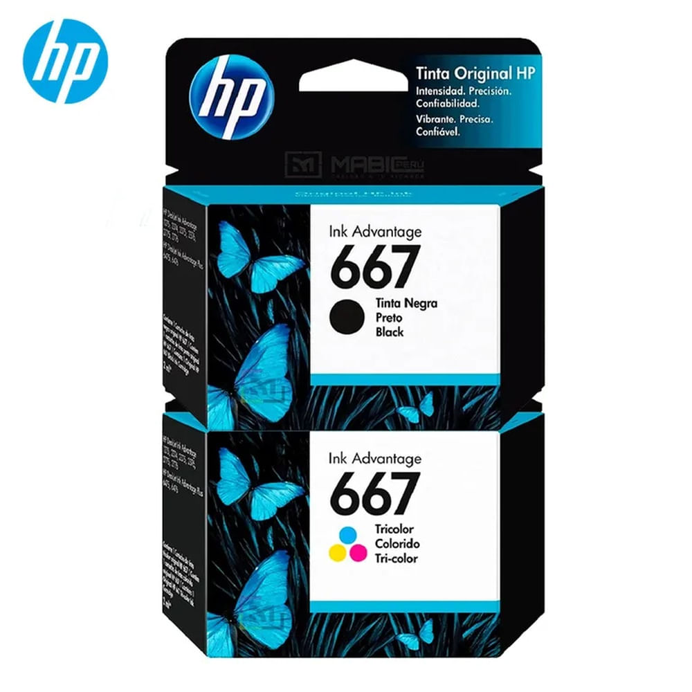 Pack Tinta HP 667 Negro Tricolor DeskJet 2775, 4175 Original