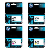 Pack Tinta HP 670 Negro Cian Magenta Amarillo Deskjet 3525, 4615, 4625, 5525 Original