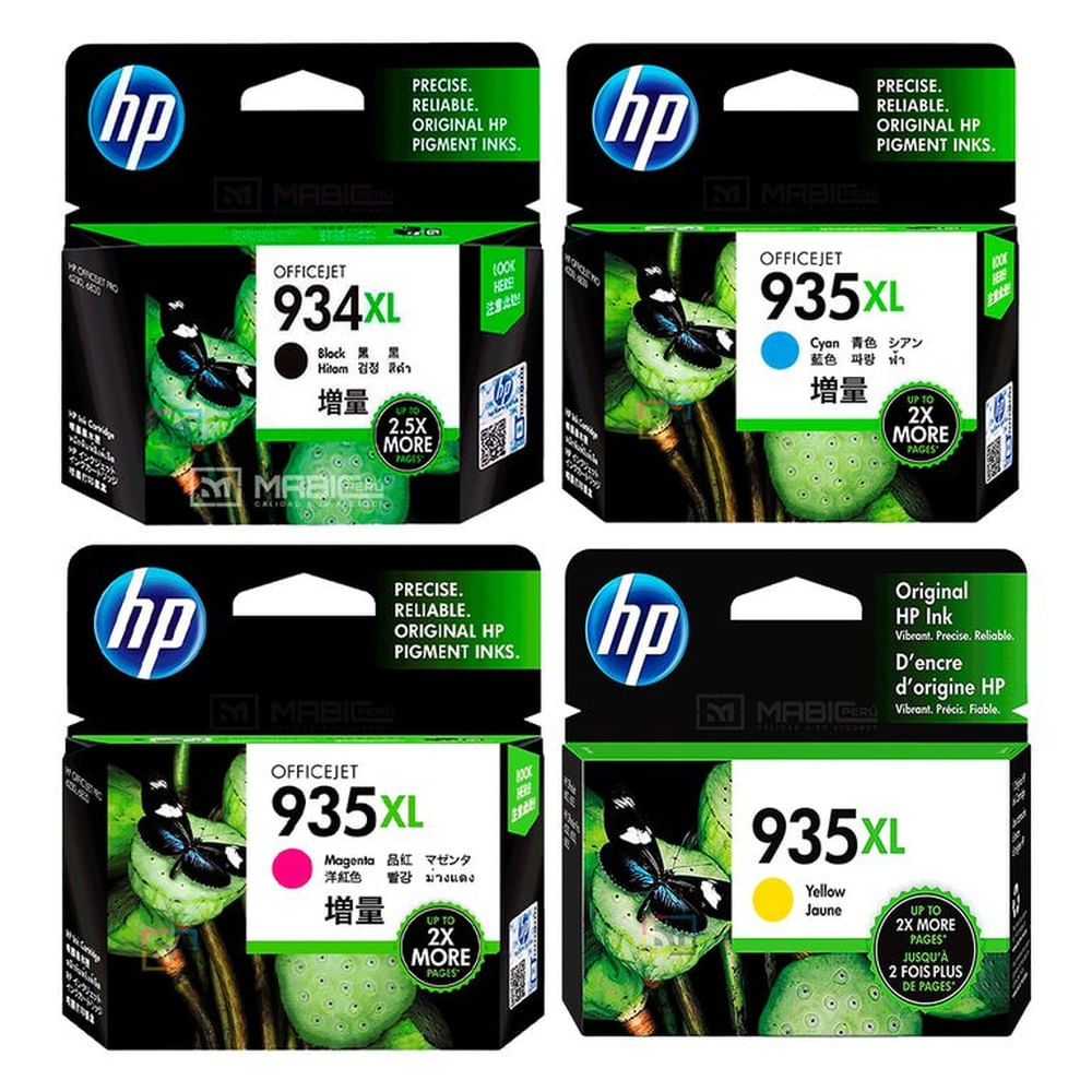 Pack Tinta HP 934XL 935XL Negro Cian Magenta Amarillo OfficeJet 6320, 6830 Original