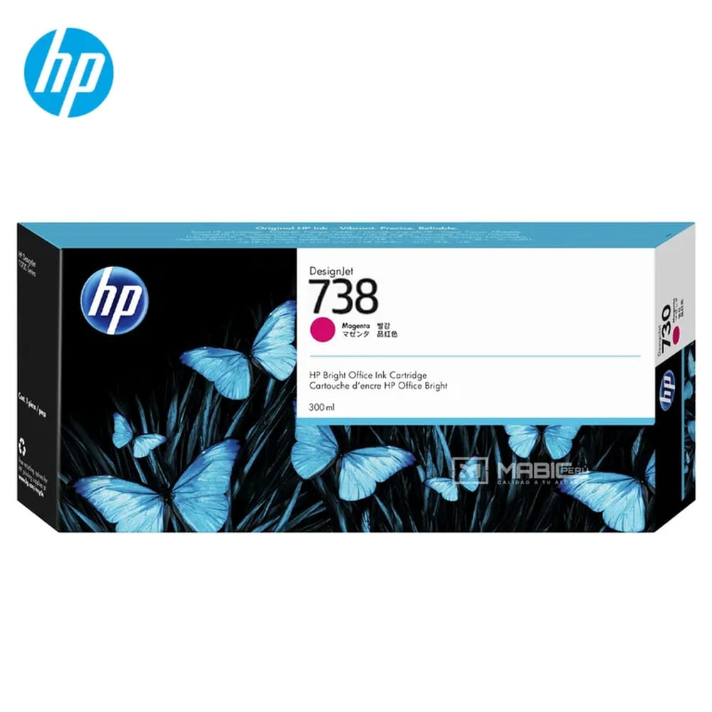 Cartucho de Tinta HP 738 Magenta 676M7A DesignJet T850, T950 Original - 300ml