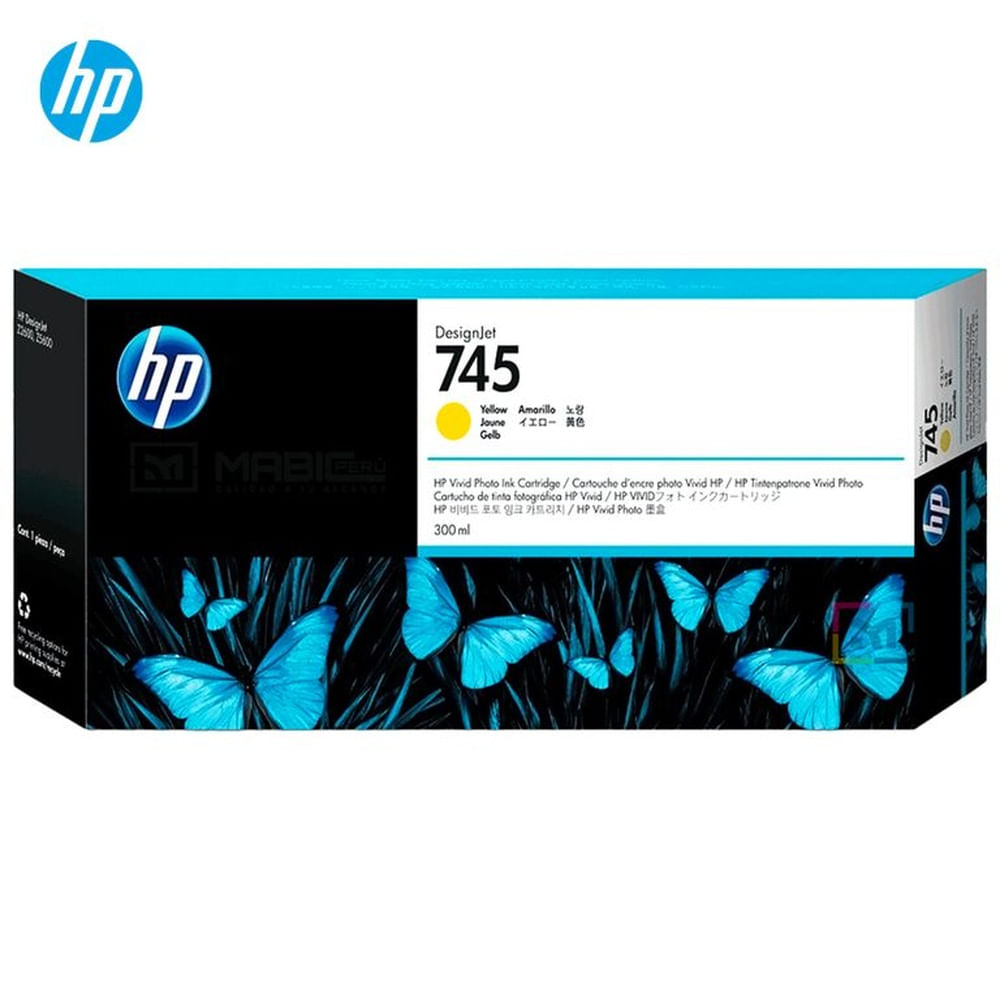 Cartucho de Tinta HP 745 Amarillo F9K02A DesignJet Z2600, Z5600 Original - 300ml