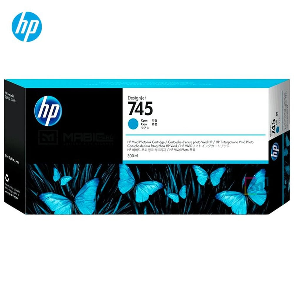 Cartucho de Tinta HP 745 Cian F9K03A DesignJet Z2600, Z5600 Original - 300ml
