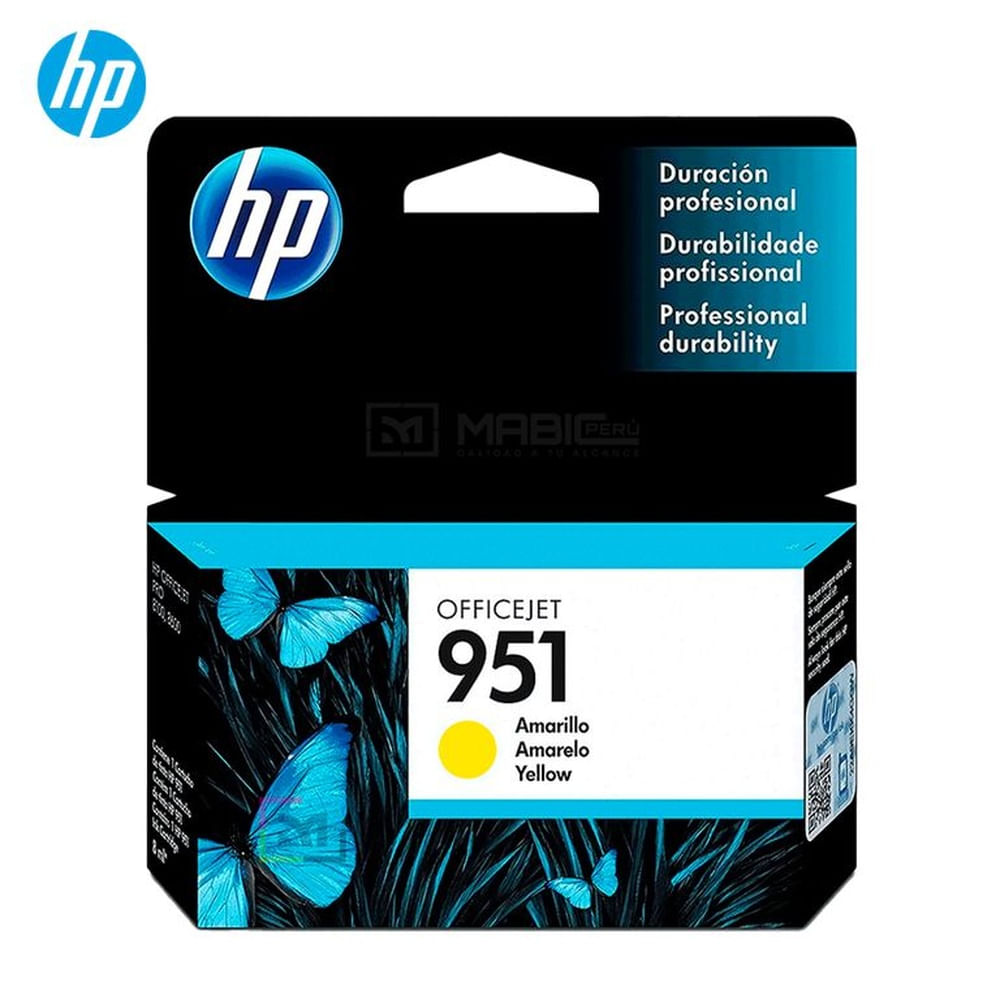 Cartucho de Tinta HP 951 Amarillo CN052AL OfficeJet 8100, 8600. 8610 Original