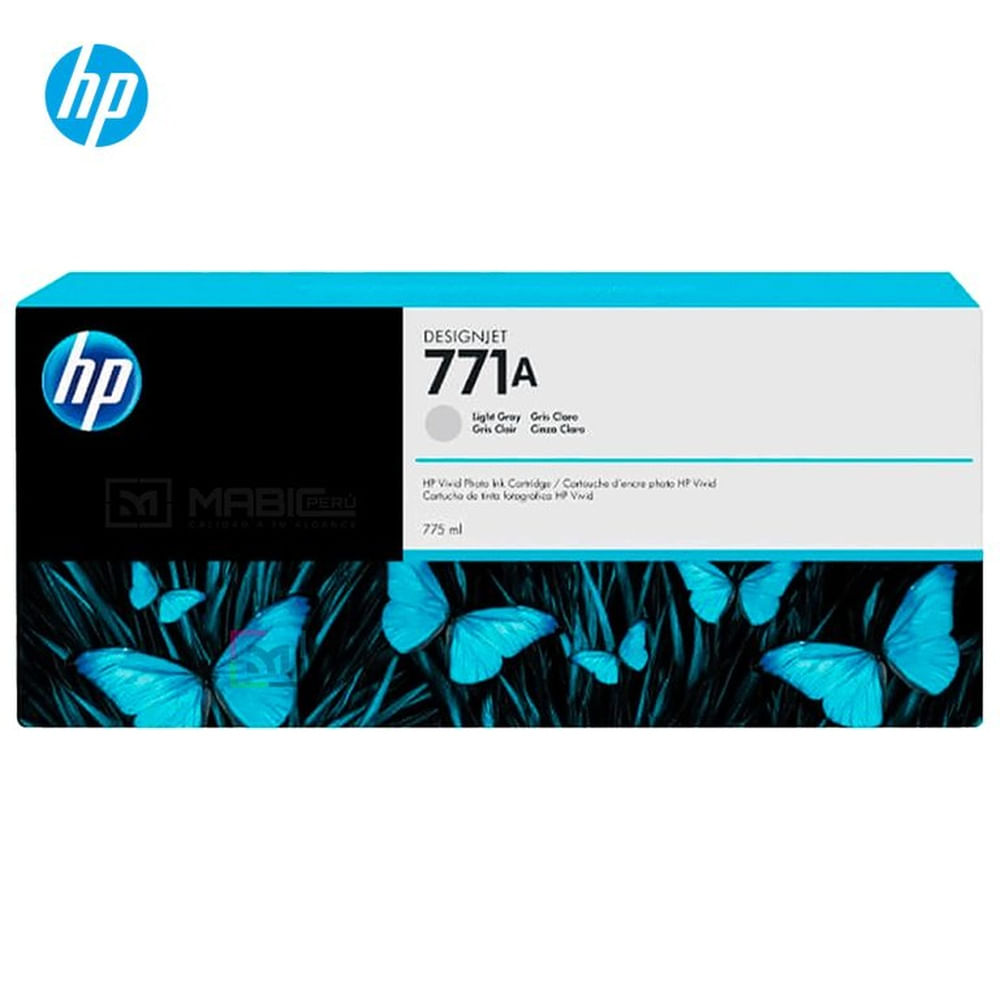 Cartucho de Tinta HP 771A Gris Claro B6Y22A Designjet Z6810, Z6200 Original - 775ml