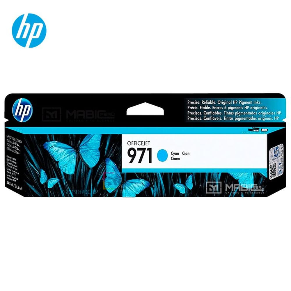 Cartucho de Tinta HP 971 Cian CN622AM OfficeJet X476DW, X451DW Original