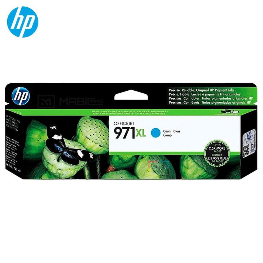 Cartucho de Tinta HP 971XL Cian CN626AM OfficeJet Pro X476DW, X451DW Original