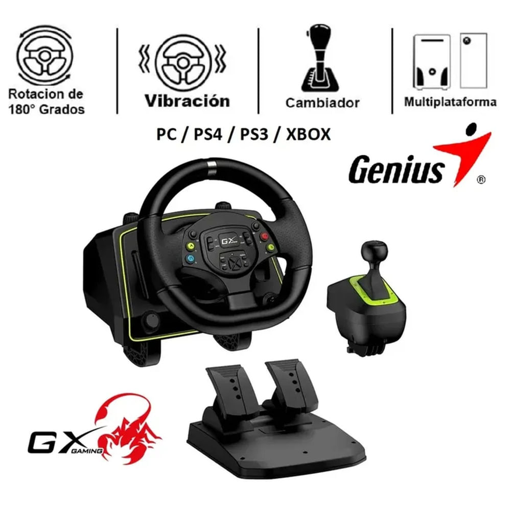 TIMON + PEDAL + PALANCA GENIUS GX SPEED MASTER PS4 PS3 PC USB BLACK