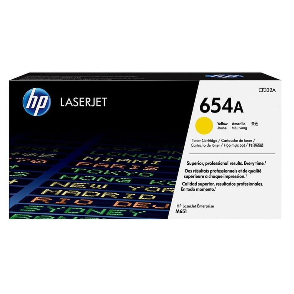 TONER HP 654A AMARILLO CF332A L.J.E. M651 ORIGINAL